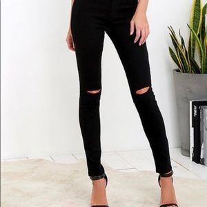 Black High-Rise Distressed Jeans